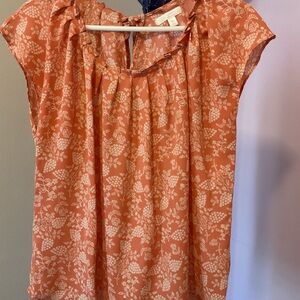 LC Lauren Conrad Coral Floral Blouse